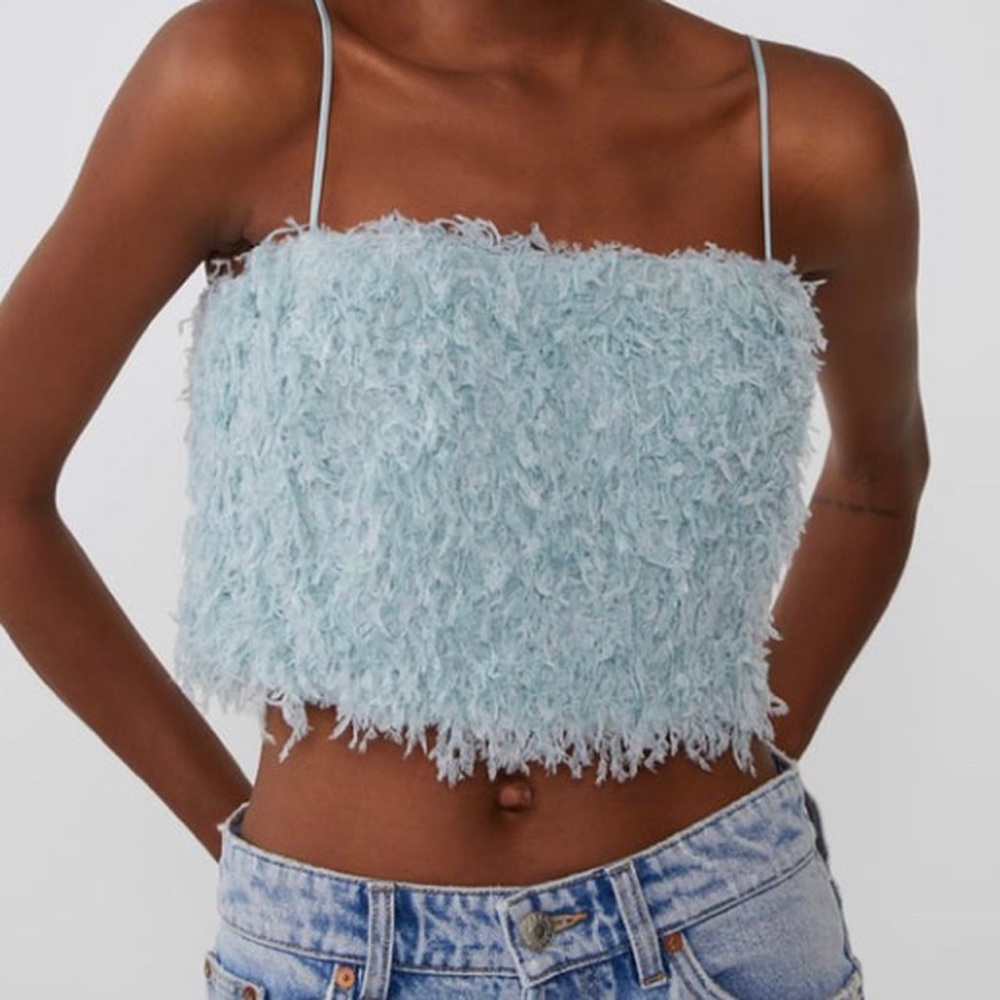 Zara Blue Feather Crop (adjustable straps)